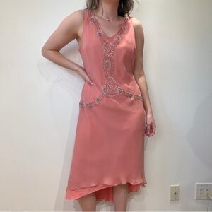 Vintage Pink Silk Beaded Dress